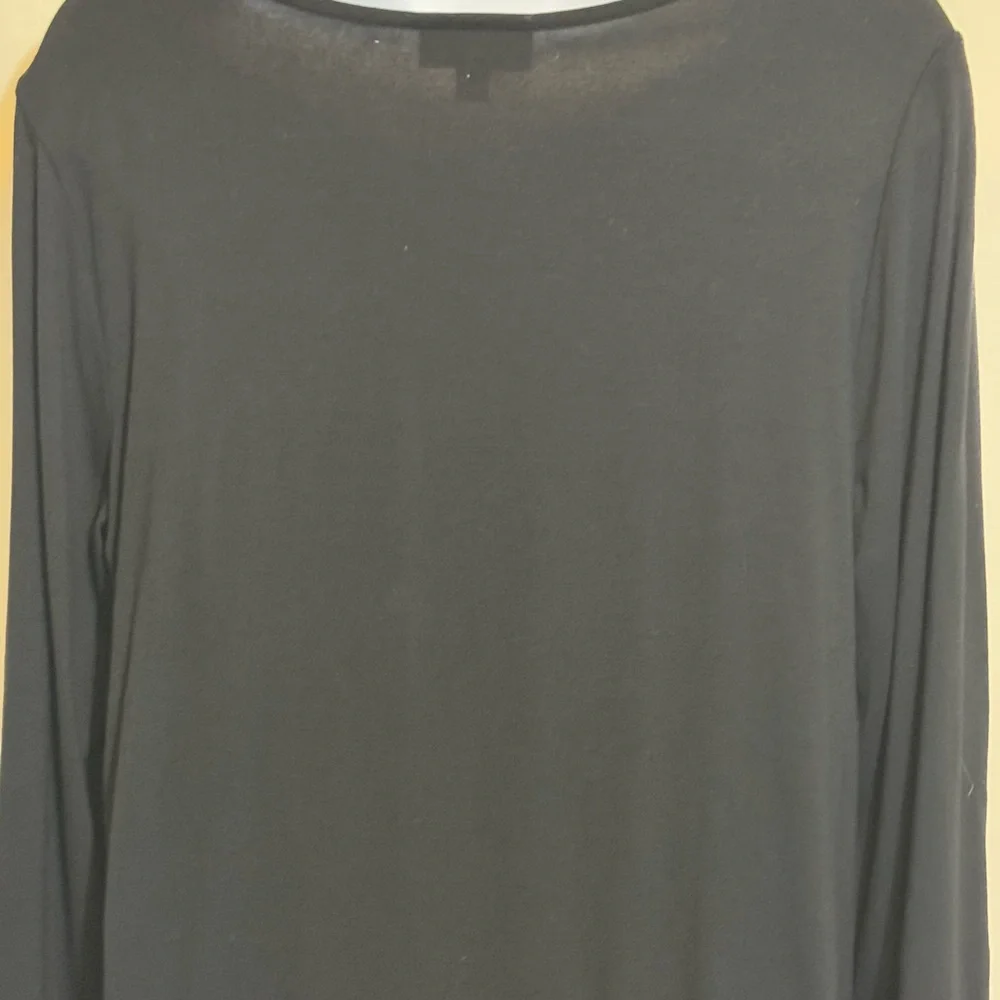 H-161 JM Collection Black Embellished Tie Front Long Sleeve Pullover Blouse‎ - Picture 11 of 14